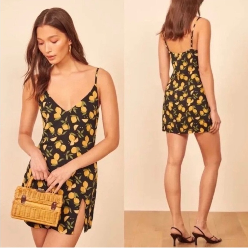 REFORMATION Marlowe Sleeveless Minidress in Lemon Drop, Small